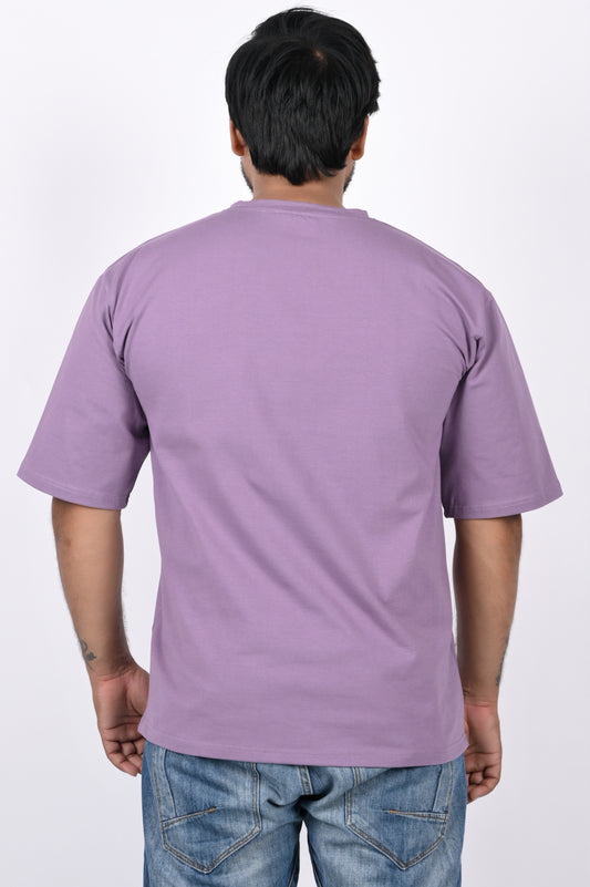 Levender Mens and Boys Half Sleeves Cotton Lycra Lavender Color Men Oversized T-Shirts