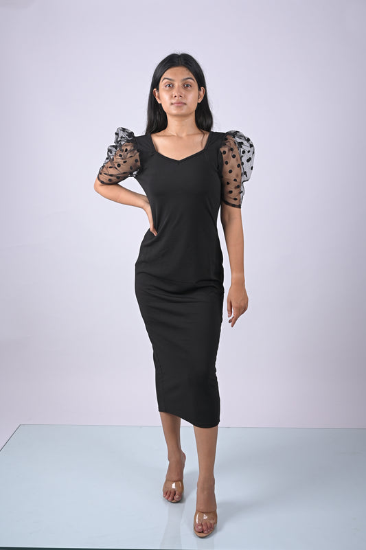 Black Bodycone Midi Dress