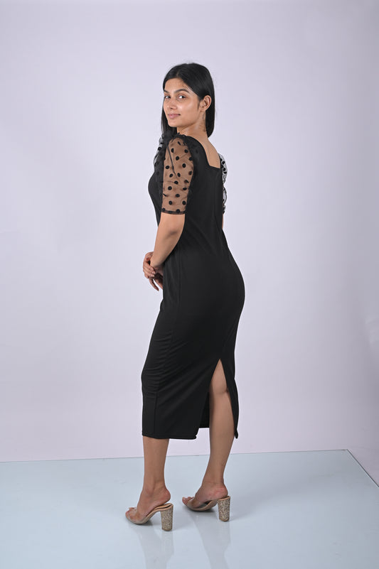 Black Bodycone Midi Dress